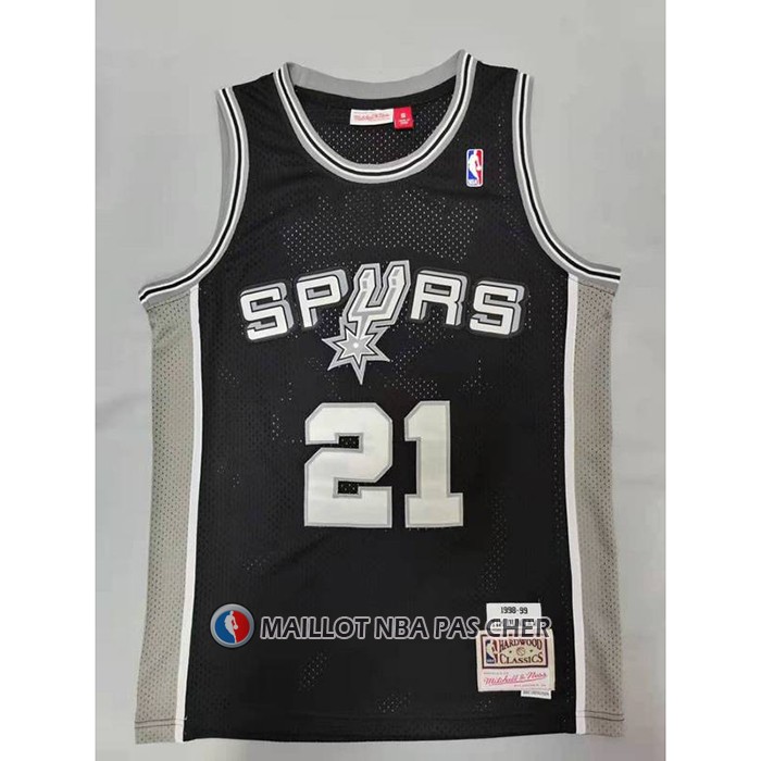 Maillot San Antonio Spurs Tim Duncan NO 21 Mitchell & Ness 1998-99 Noir2